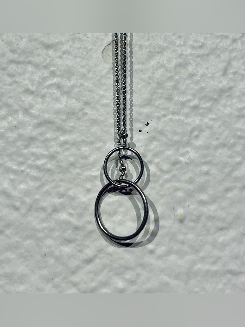 Vintage Silver Tone Double Circle Pendant Necklace